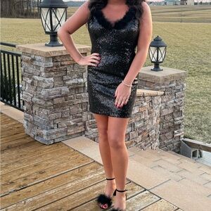 Elegant Black Sequin Dress